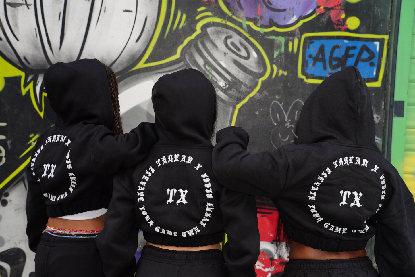 Women's Cropped X Hoodie — Black